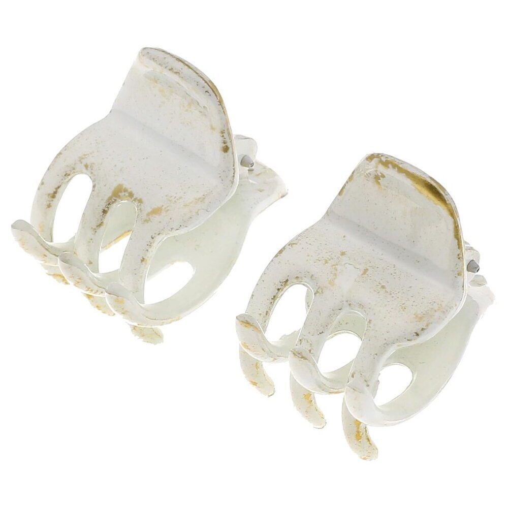 Women’s French Hair Clips Set of 2 White Gold Durable Strong Grip No Slip